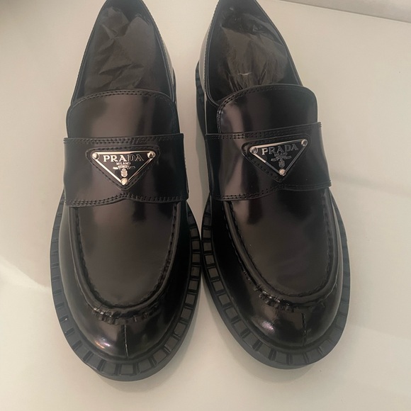 Prada Shoes - Prada women Glossy Black Slip-On Loafers
